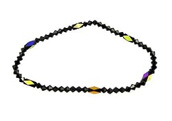Anklet - A82 - Stretch - Swarovski (tm) Crystal and Fire Polished Glass Beads ~ Jet Black