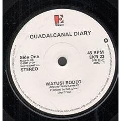 WATUSI RODEO 7" (45) UK ELEKTRA 1985 WHITE LABEL DESIGN 3 TRACK B/W SLEEPERS AWAKE AND JOHNNY B.GOODE (EKR23)