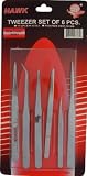SE Tweezers - 6Pc General Purpose Set,Size Approx. 4 1/2in-7in
