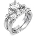Jewelry : Sterling Silver Cubic Zirconia CZ Wedding Engagement Ring Set
