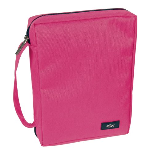 Promo Poly-Canvas Bible / Book Cover w/Fish Applique (Large, Pink)