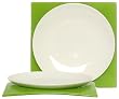 Arched Kiwi Green Layered Glass Tray with Porcelain Plate 8.25"D