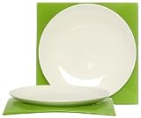 Arched Kiwi Green Layered Glass Tray with Porcelain Plate 8.25"D