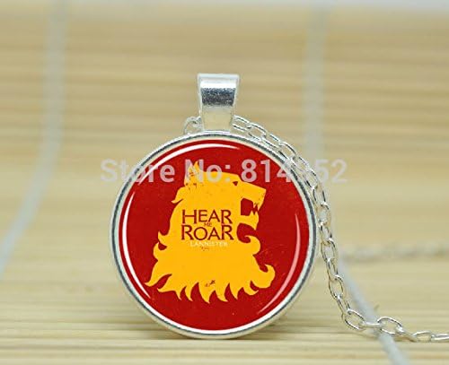 VintaStore Art Glass Necklace Game Of Thrones Jewelry. House Of Lannister Sigil. Tyrian Lannister. Hear Me Roar Jewelry A3014