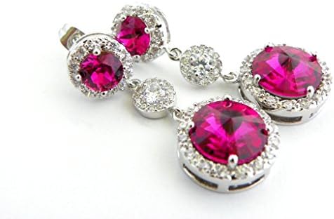 Fuchsia Bridal or Bridesmaid Wedding Earrings Jewelry Rose Pink Swarovski Crystal Long Wedding Earrings - Choose from Two Colors