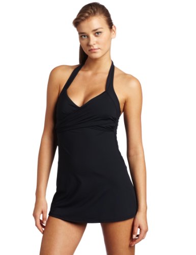 Calvin Klein Women's Crossover Swimdress, Black, 10