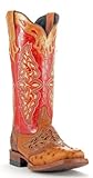 Lucchese Women's Handcrafted 1883 Amberlyn Full Quill Ostrich Cowgirl Boot Tan US