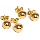14K Gold 5mm Ball Earrings & Ear Backs 2 Pair