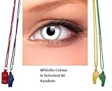 Fancy Dress Accessories - 3 Month Use Whiteout Contact Lenses & Whistle! Be Heard & Be Seen This Halloween