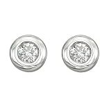14K White Gold 1/4 ct. Bezel Set Diamond Earring Studs