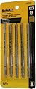 DEWALT DW3760-5 4-Inch 10TPI Fine Finish Wood Cut Cobalt Steel T-Shank Jig Saw Blade (5-Pack)