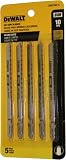 DEWALT DW3760-5 4-Inch 10TPI Fine Finish Wood Cut Cobalt Steel T-Shank Jig Saw Blade (5-Pack)