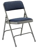 Folding Chair (Set of 4) - Double Hinged Steel Navy Folding Chair with Navy Fabric Seat - HF-MC309AF-NVY-GG-SET