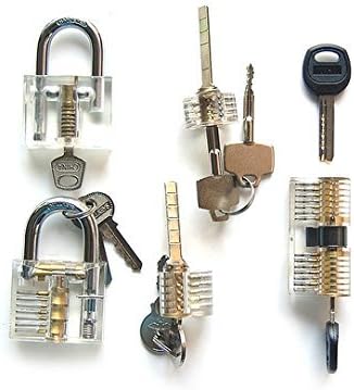 Ehdching 5 Pcs Transparent Cutaway Practice Padlock Locksmith Training Trainer Skill Pick Set