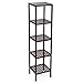SONGMICS 100% Bamboo Bathroom Shelf, 5-Tier Multifunctional Storage Rack, Shelving Unit, Bathroom Towel shelf for Kitchen, Livingroom, Bedroom, Hallway Brown UBCB55Z