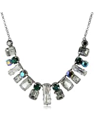 Sorrelli "Viridescence" Linear Crystal Silver-Tone Bib Necklace, 16.5"