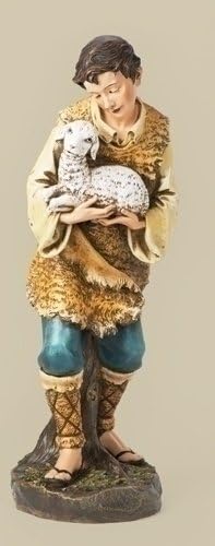 Joseph's Studioby Roman - Colored Shepherd with Lamb Figure for 39" Scale Nativity Collection, 33" H, Resin and Stone, Decorative, Collection, Durable, Long Lasting