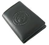US Marines Black Cowhide Leather Trifold Wallet