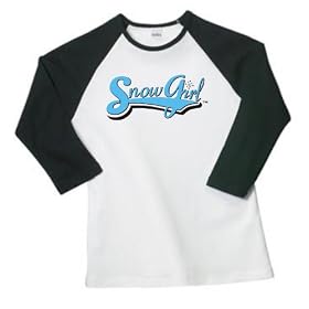 SnowGirl SS Tee - White Black - Blue Signature Logo (snowboarding, snowmobiling Polaris) by SnowGirl Sportswear