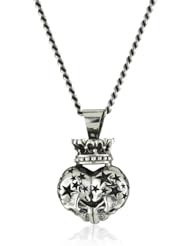 King Baby Double Skull Heart Shaped Stars Pendant Necklace