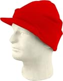 Knit Cuffed Visor Beanie Ski Cap Hat In Red