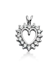 14K Gold Prong set Diamond Heart Pendant (0.96 cttw, F - G Color, SI2 Clarity)