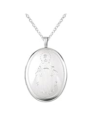 Sterling silver Oval Shaped Locket w/ Virgin Mary Necklace