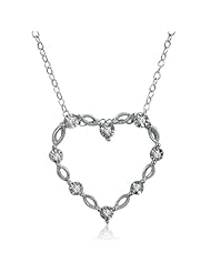 Designer Look Diamond Heart Necklace in Sterling Silver .08ct tw 18" Chain
