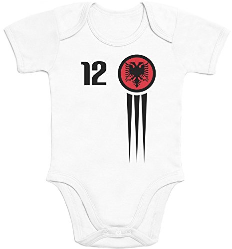 Für die kleinsten Albanien Fans – Perfekt zur EM 2016 Baby Body Kurzarm-Body 0 – 3 months Weiß