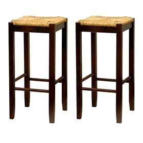 Winsome 94780 Walnut Beechwood BAR STOOL 30 Inch ASSEM BEVEL SEAT - Set of 2 by Canon