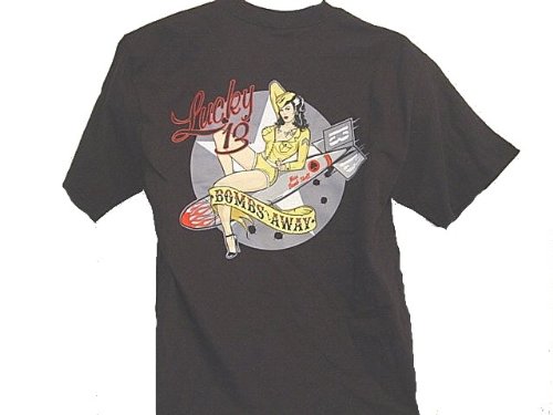 Lucky 13 Bombs Away Pin Up Girl Bombshell Mens T Shirt, Pin Up Girl Bombshell shirt