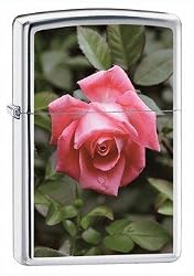 Rose High Polish Chrome Zippo Lighter