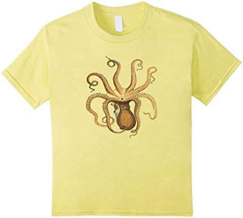 Kraken Octopus Shirt - Unisex Aquatic Life T-Shirt - Kids 6 - Lemon