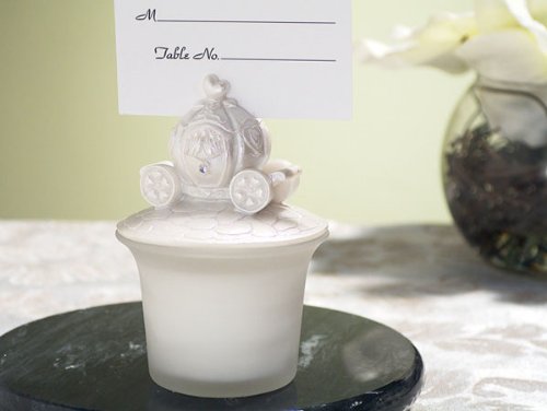 Glass Candle/Place Card Holder Wedding Coach Top - Wedding Party Favors