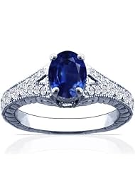 18K White Gold Oval Cut Blue Sapphire Fana Designer Ring (GIA Certificate)