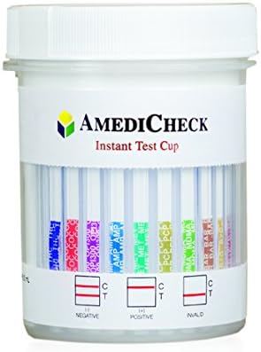 AmediCheck 12 Panel Drug Test Cup Kit - USA MADE! (100)(Multiple Quantities) CLIA-Waived (THC/COC/OPI300/AMP/mAMP/OXY/PCP/BAR/BZO/MTD/TCA/MDMA)