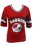 University of Wisconsin Badgers Women's Jersey Tee With Sleeve Stripes