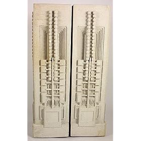 Frank Lloyd Wright Architect Hollyhock Concrete Bookends Book Ends by Frank Vecchio Studio