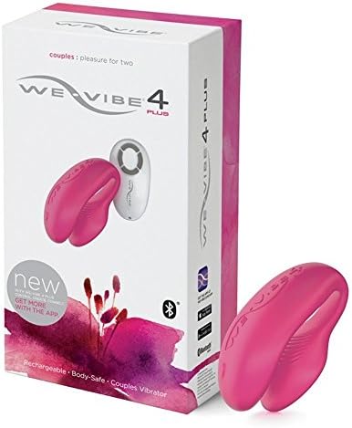 Midnight Lure Kit-We-Vibe 4 Plus Pink+FDA Approved Sasmar Strawberry Personal Lubricant 1.7 Fl.oz Made in France+Valentine Heart Massager+Free Tissue