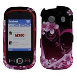 Pink with Purple Love Flower Heart Rubber Texture Samsung Seek M350 Snap on ....