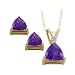 Jewelry : 10K Yellow Gold with Trillion Cut Amethyst Necklace and Earrings Set