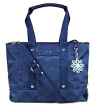 Hot Sale Coach Signature Kyra Daisy Nylon Tote Bag 18844 Navy Blue