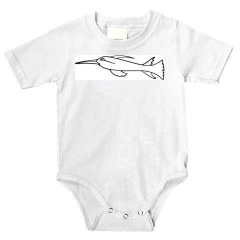 Onesie with aquatic, "black and white", animal, Mississippi, fish