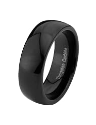 8mm Black Domed Cobalt Free Tungsten Carbide Comfort-Fit Wedding Ring Ring for... by 
