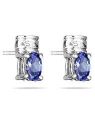 0.02 Cts Diamond & 0.54 Cts Tanzanite Earrings in 14K White Gold