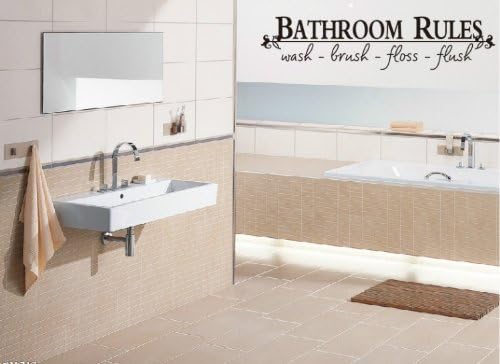 Homwish - BATHROOM RULES .....QUOTE Vinyl Home room Decor Removable DIY Art WallPaper Wall Sticker/Decal Mural