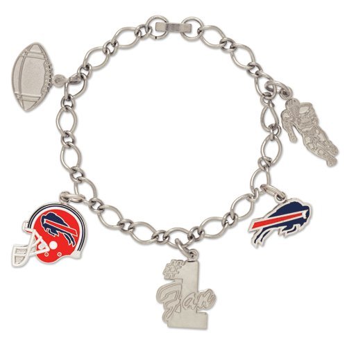 Buffalo Bills Silver Tone NFL Charm Bracelet