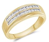 Men's Diamond Wedding Ring 10k Yellow Gold Engagement Band 1/4 Carat