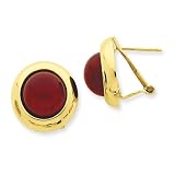 14k Omega Clip Carnelian Earrings
