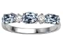 0.84 cttw Genuine Aquamarine and Diamond 3 Stone Ring in 14 kt White Gold Size 5